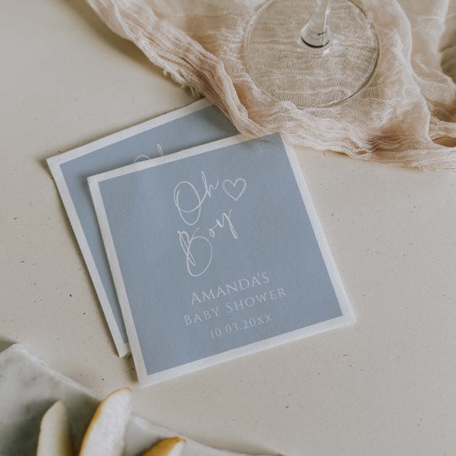 Oh Boy Minimalist Modern Baby Shower Napkins (Creator Uploaded)