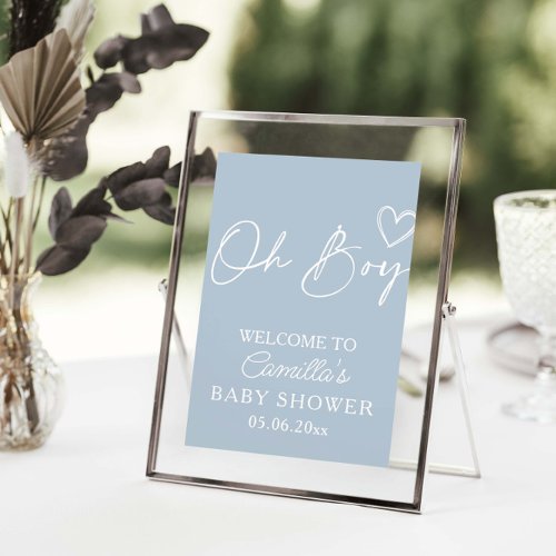 Oh Boy Minimalist Modern Baby Shower Poster