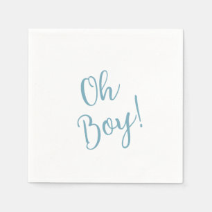 Oh Boy Modern Cute Blue Boy Baby Shower Napkins