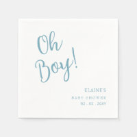 Oh Boy Modern Cute Blue Boy Baby Shower