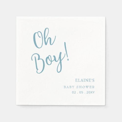 Oh Boy Modern Cute Blue Boy Baby Shower Napkins