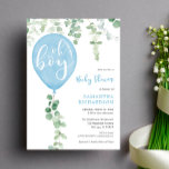 Oh boy modern eucalyptus blue balloons baby shower invitation<br><div class="desc">For more advanced customization of this design,  simply select the "Customize It" button above!</div>