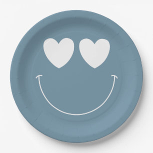 Oh Boy! Modern Groovy Happy Face Baby Shower Paper Plates
