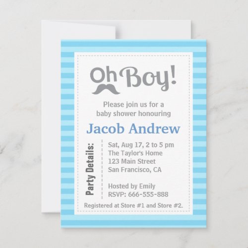 Oh Boy, Modern, Minimalist, Baby Shower Invitation