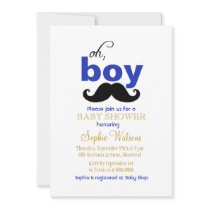 Oh Boy Mustache Baby Shower Invitation