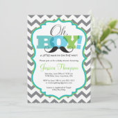 Oh Boy Mustache Baby Shower Invitation (Standing Front)
