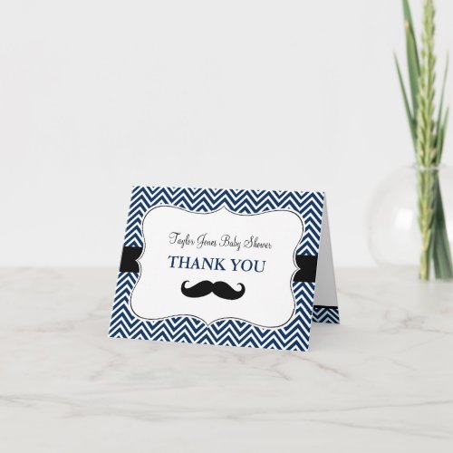 Oh Boy Mustache Baby Shower Thank You Card