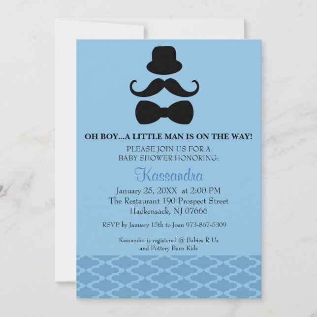 Oh Boy..Mustache Boy Baby Shower Invitation (Front)