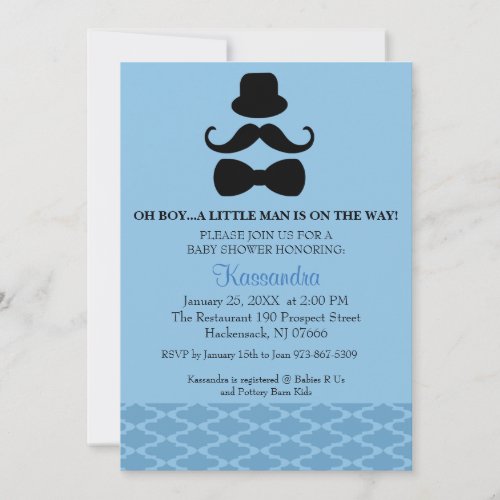 Oh BoyMustache Boy Baby Shower Invitation