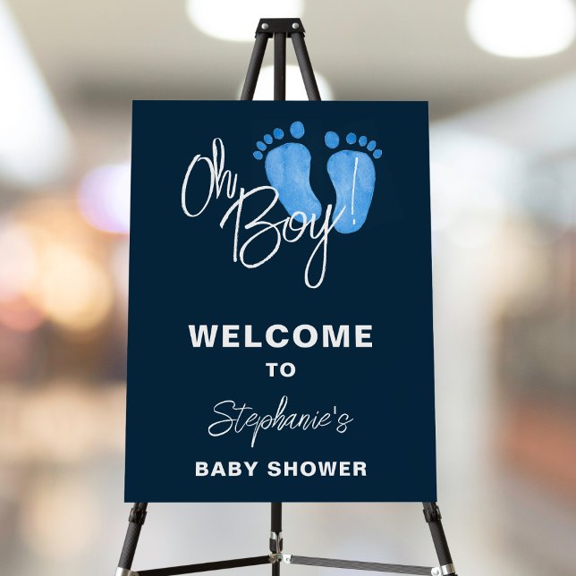 Oh Boy Navy Blue Baby Shower Welcome Sign (Creator Uploaded)