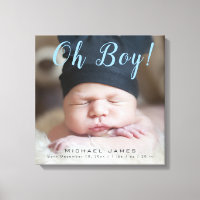 Oh Boy! New Baby Photo Keepsake Birth Stats