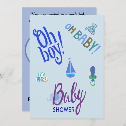 Oh Boy Oh Baby Baby Shower Invitation