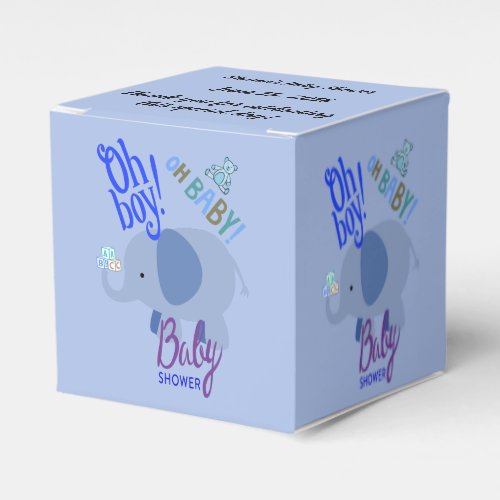 Oh Boy Oh Baby Blue Elephant Baby Shower Favor Boxes