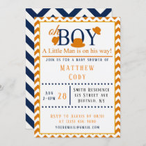 Oh Boy Orange and Blue Baby Shower  Invitation