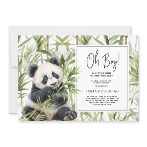 Oh Boy Panda Bear Bamboo Boy Baby Shower Invitation