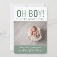 Oh Boy Photo Birth Announcement