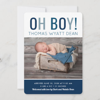 Oh Boy Photo Birth Announcement