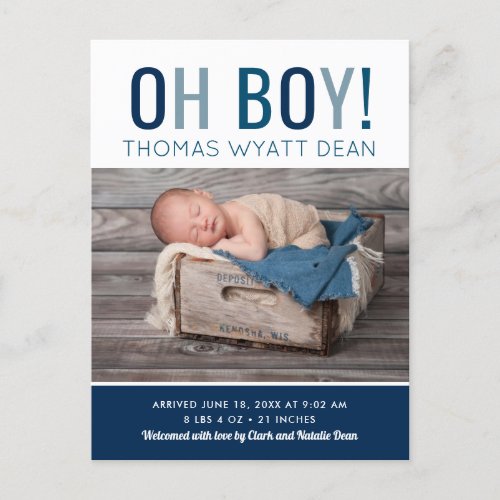 Oh Boy Photo Birth Announcement