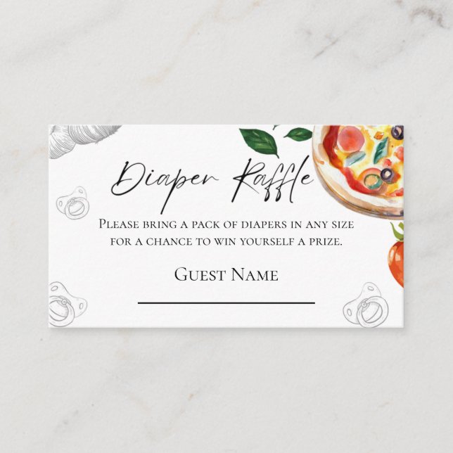 Oh Boy Pizza Baby Shower Diaper Raffle Enclosure Card (Front)