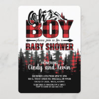 Oh Boy Plaid Lumberjack Baby Shower Invitation