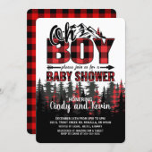 Oh Boy Plaid Lumberjack Baby Shower Invitation (Front/Back)