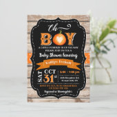 "Oh Boy" Pumpkin Baby Shower Invitation (Standing Front)