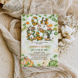 Oh Boy Pumpkin & Woodland Animals Fall Baby Shower Invitation