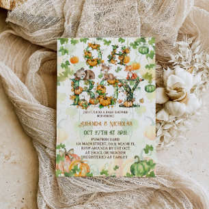 Oh Boy Pumpkin & Woodland Animals Fall Baby Shower Invitation
