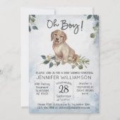 Oh Boy! Puppy Modern Watercolor Baby Shower Invitation (Front)