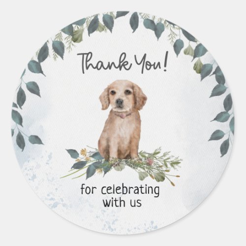 Oh Boy Retriever Puppy Dog Thank you Classic Round Sticker