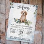 Oh Boy! Retriever Puppy Watercolor Dog Baby Shower Invitation at Zazzle
