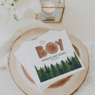 Oh Boy -  Rustic Boy Woodland Baby Shower  Napkins