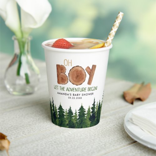 Oh Boy _  Rustic Boy Woodland Baby Shower  Paper Cups