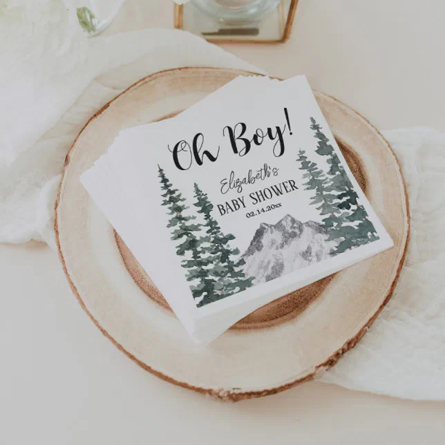 Oh Boy Rustic Mountains Baby Shower Napkins | Zazzle