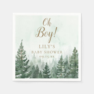 Oh Boy Rustic Pine Tree Forest Baby Shower Napkins