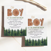 Oh Boy Rustic Watercolor Woodland Baby Shower