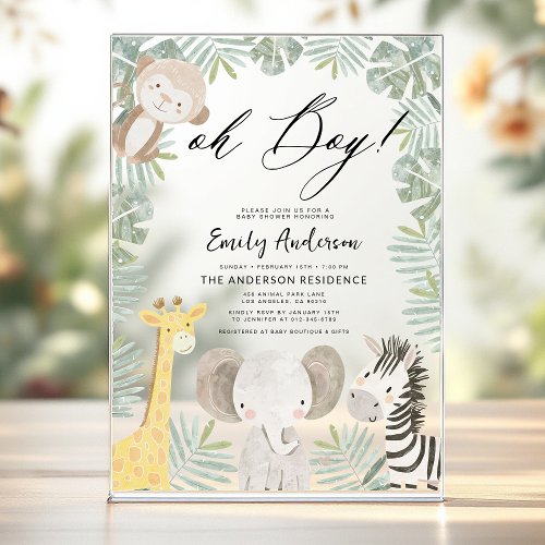 Safari baby shower invitation
