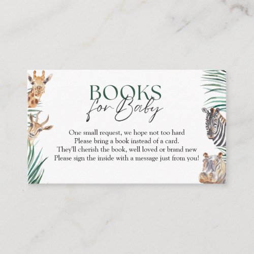 Oh Boy Safari Animals Baby Shower Books For Baby Enclosure Card