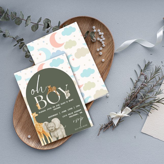 Oh Boy! Safari Animals Baby Shower Invitation  (Oh Boy! Safari Animals Baby Shower Invitation)