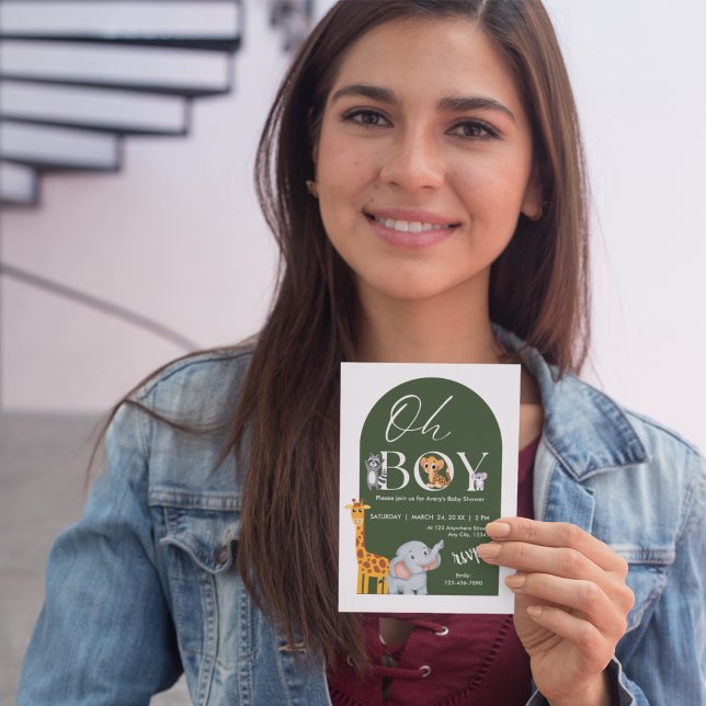 Oh Boy Safari Animals Baby Shower Invitation (Creator Uploaded)