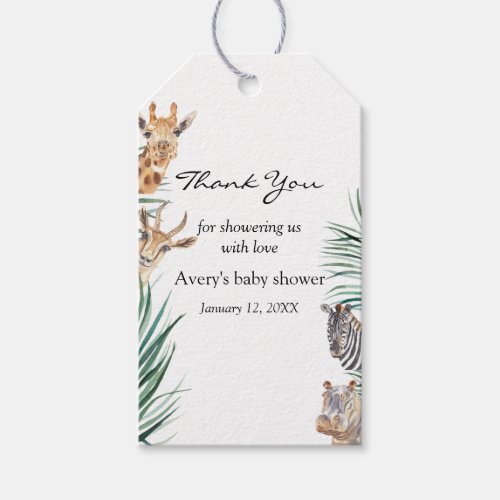 Oh Boy Safari Animals Baby Shower Thank You Gift Tags