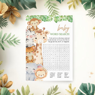 Oh Boy! Safari Baby Shower   Baby Word Search Game Invitation