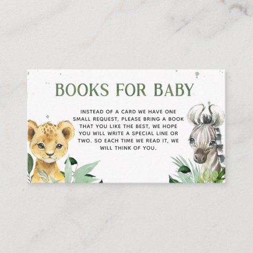 Oh Boy Safari Baby Shower Books for Baby Enclosure Card
