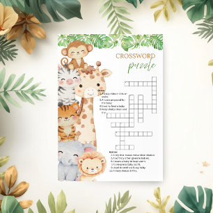 Oh Boy! Safari Baby Shower   Crossword Puzzle Invitation