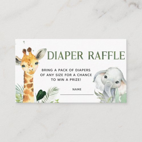 Oh Boy Safari Baby Shower Diaper Raffle Enclosure Card