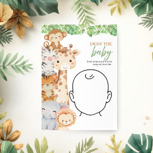 Oh Boy! Safari Baby Shower   Draw the Baby Game Invitation