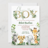 Oh Boy Safari Baby Shower Invitation