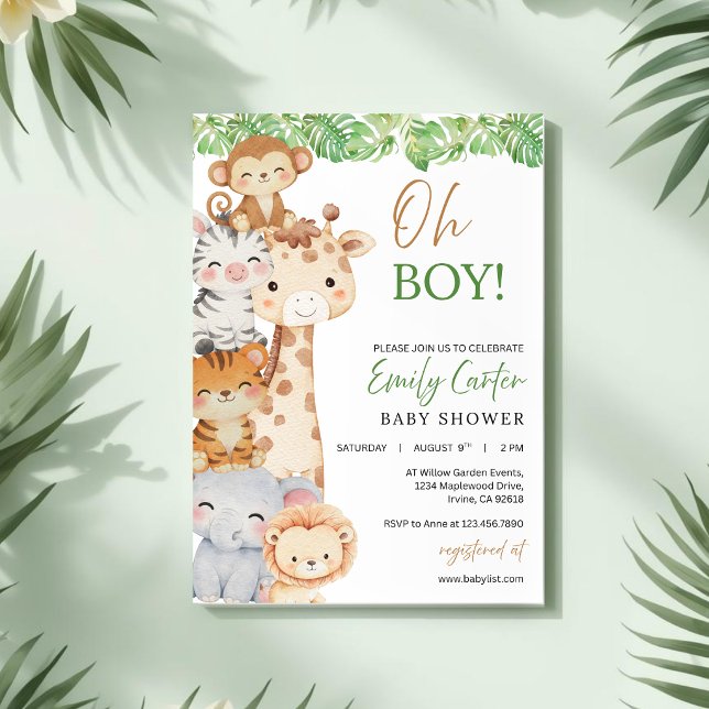 Oh Boy! Safari Baby Shower Invitation (Creator Uploaded)