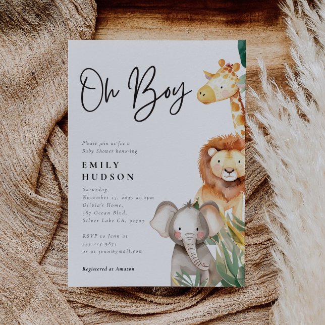 Oh Boy Safari Baby Shower Invitation (Creator Uploaded)