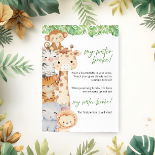Oh Boy! Safari Baby Shower   My Water Broke Game Invitation